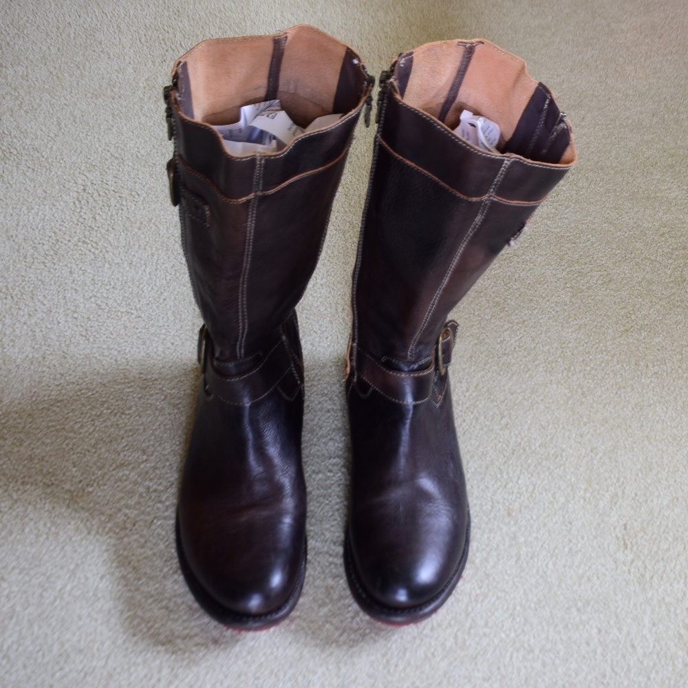 Bed Stu Dark Brown Leather Combat Boots